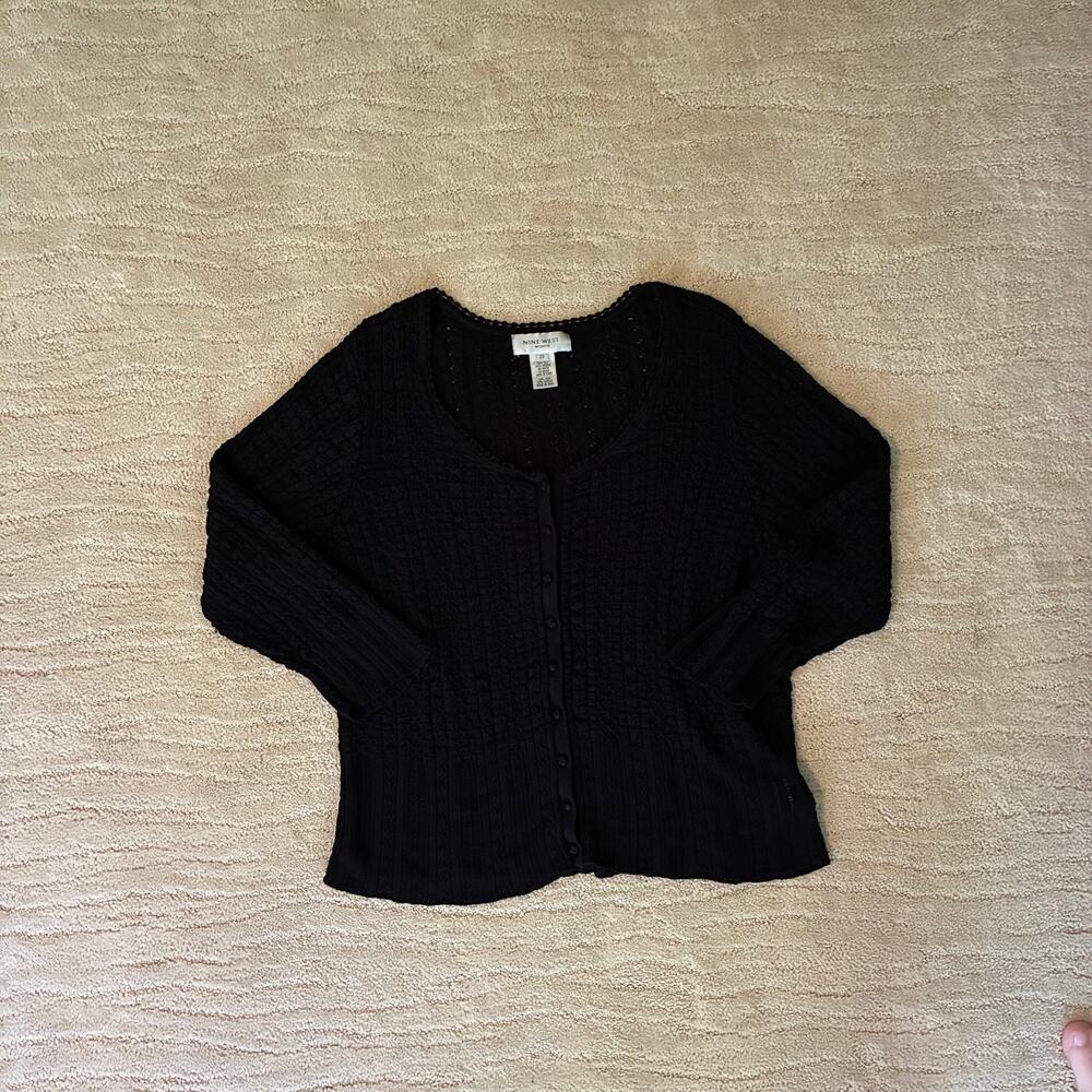 Vintage Crochet Cottagecore Silk Blend Coquette 2X Cardigan Girly ‘’Nine West”
